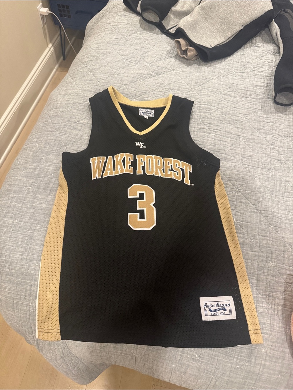 Original Retro Brand Wake Forest Black and Gold #3 Basketball Jersey